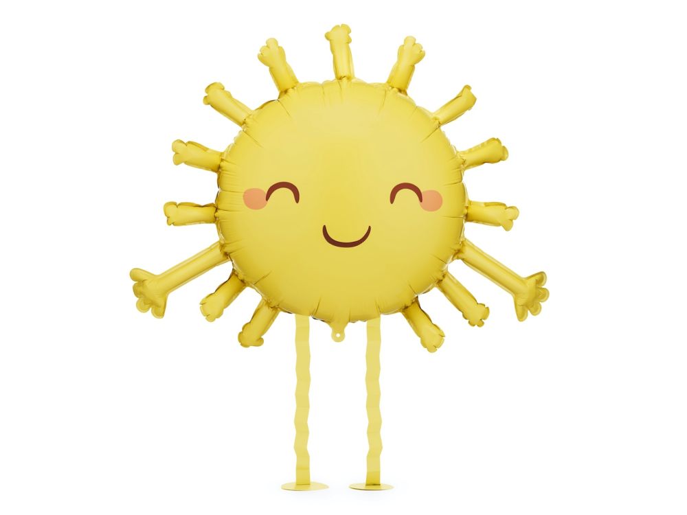 Balon foliowy Uśmiechnięte Słoneczko - PartyDeco - żółty, 91 x 77 cm