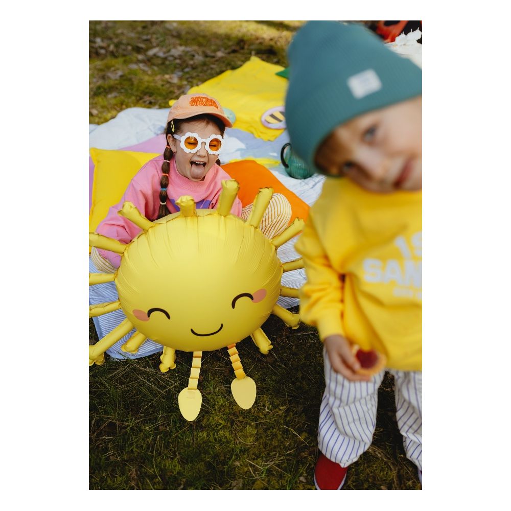 Foil Balloon Happy Sun - PartyDeco - yellow, 91 x 77 cm