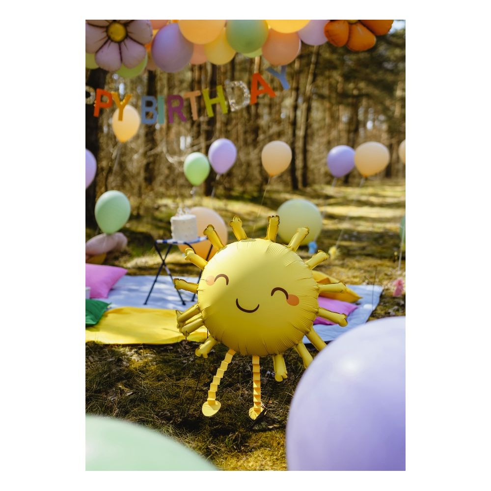 Foil Balloon Happy Sun - PartyDeco - yellow, 91 x 77 cm