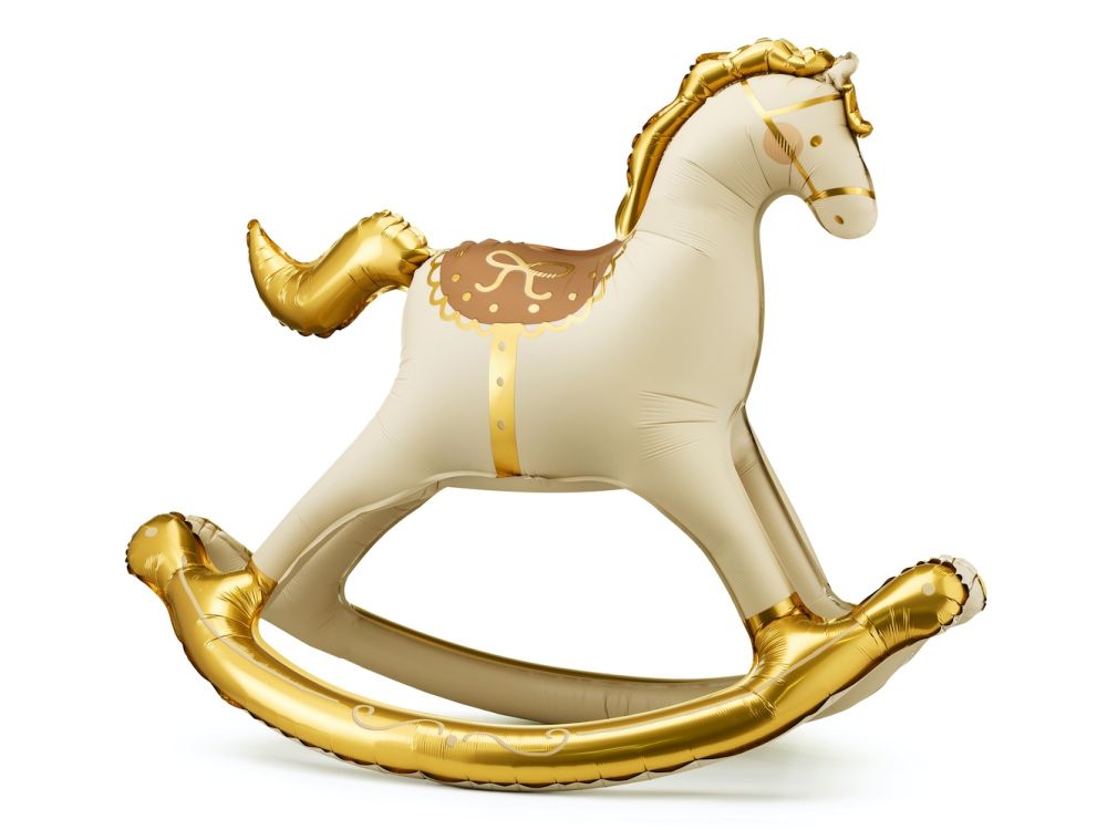 Foil balloon Rocking Horse - PartyDeco - beige, 118 x 104 cm