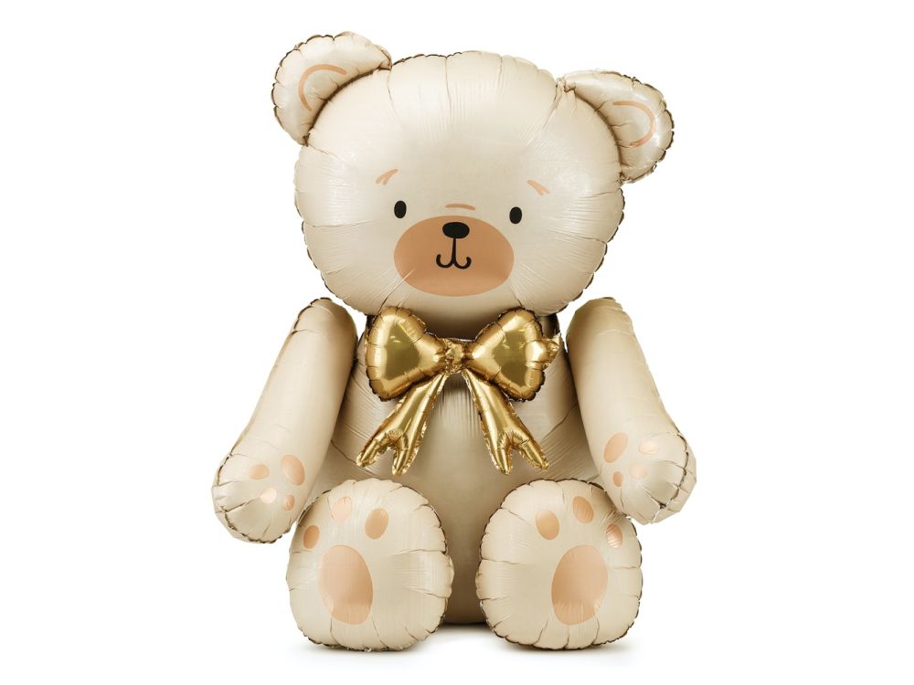 Foil balloon Teddy Bear - PartyDeco - cream, 75 x 84 cm