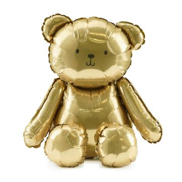 Foil balloon Teddy Bear - PartyDeco - gold, 43 x 53 cm