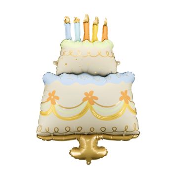 Foil balloon Birthday Cake - PartyDeco - beige, 62 x 104 cm