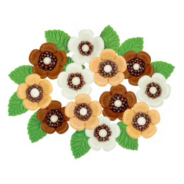 Set of sugar decorations for cake Flowers - Ditarte - 12 pcs.