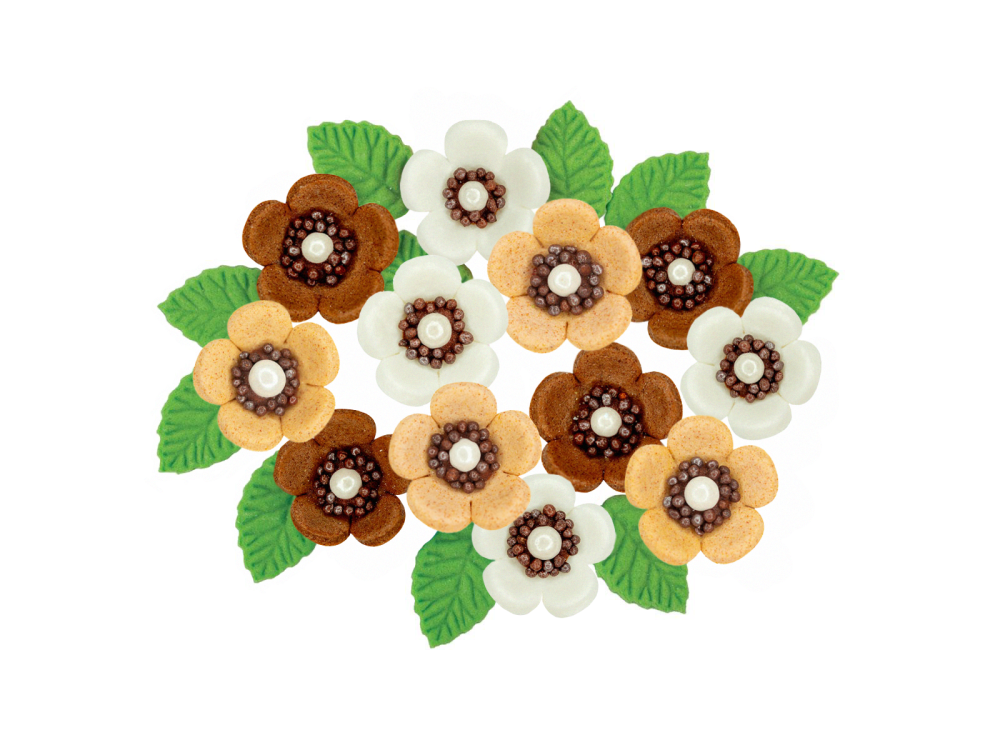 Set of sugar decorations for cake Flowers - Ditarte - 12 pcs.