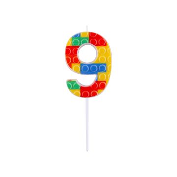 Birthday candle Bricks number 9 - GoDan - colorful