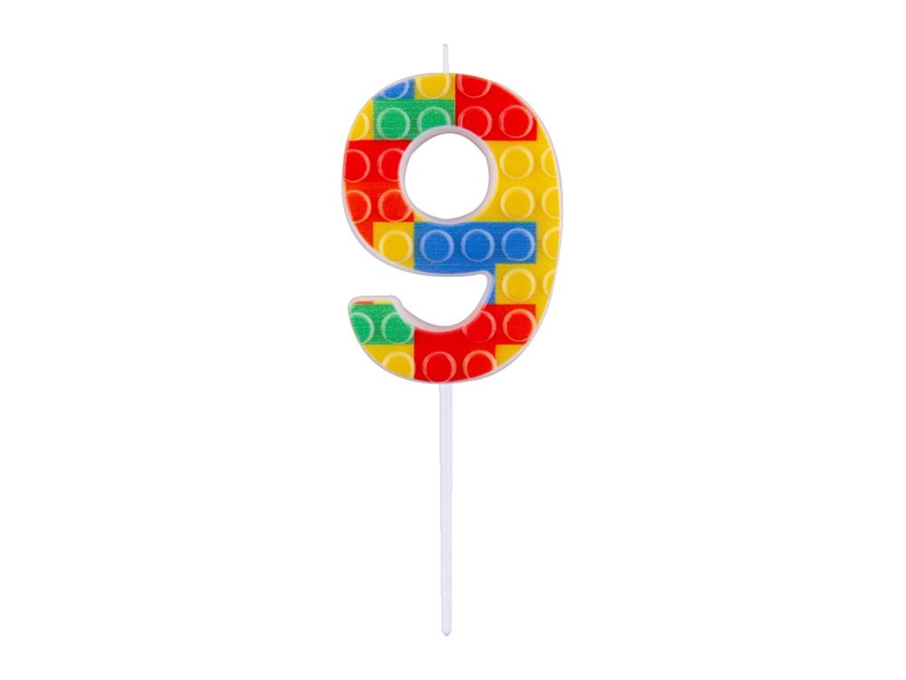 Birthday candle Bricks number 9 - GoDan - colorful