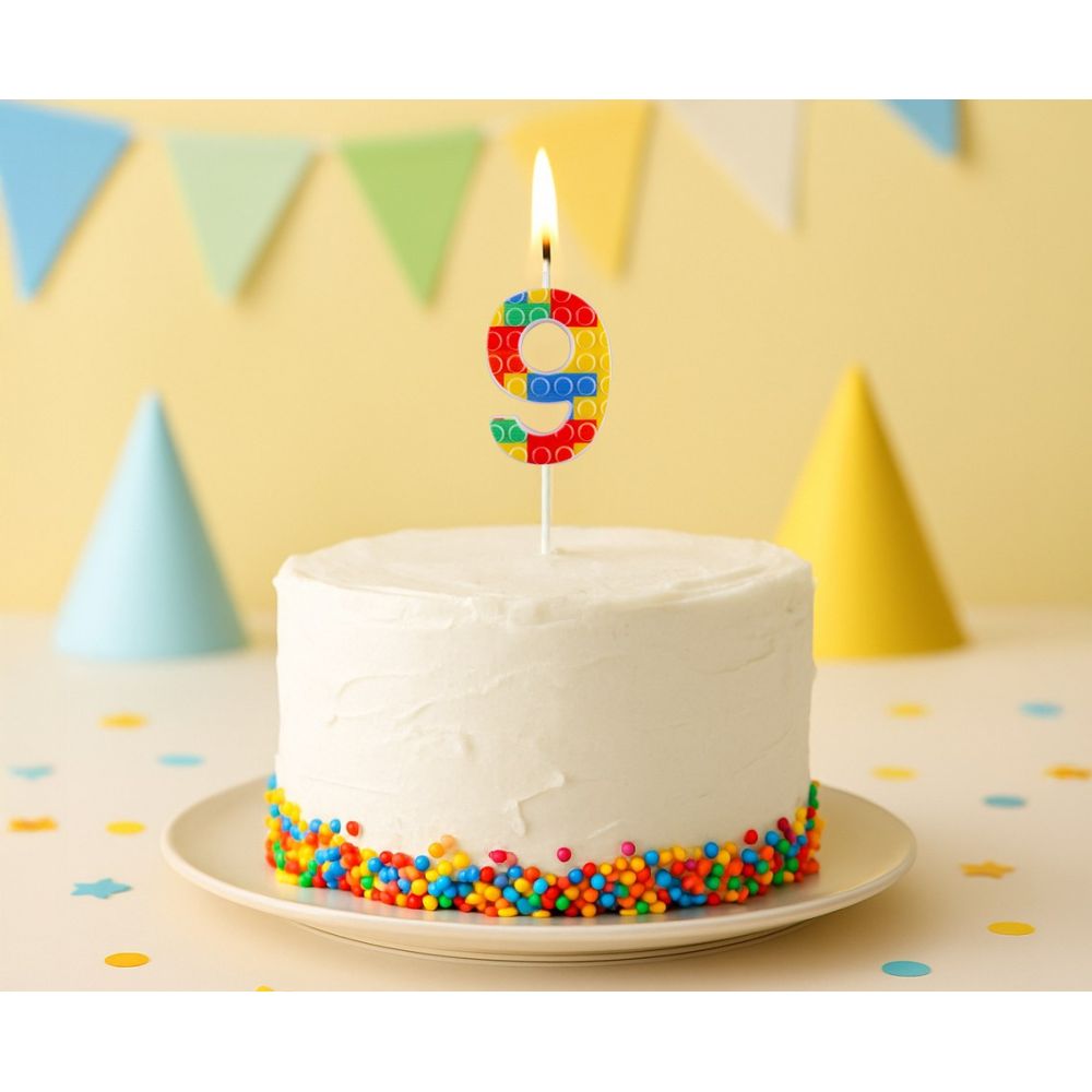 Birthday candle Bricks number 9 - GoDan - colorful