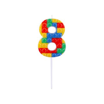 Birthday candle Bricks number 8 - GoDan - colorful