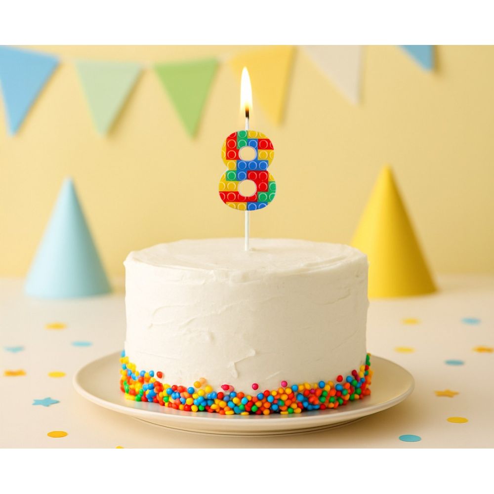Birthday candle Bricks number 8 - GoDan - colorful