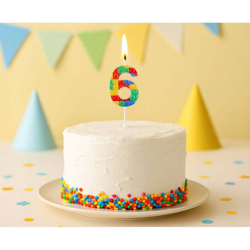 Birthday candle Bricks number 6 - GoDan - colorful