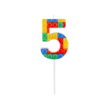 Birthday candle Bricks number 5 - GoDan - colorful