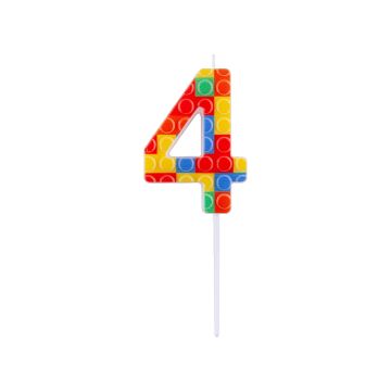 Birthday candle Bricks number 4 - GoDan - colorful