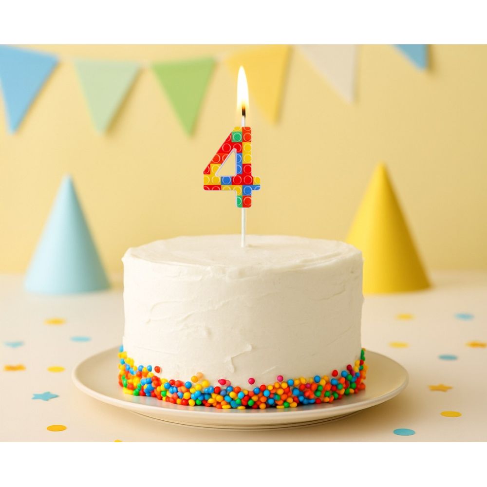 Birthday candle Bricks number 4 - GoDan - colorful