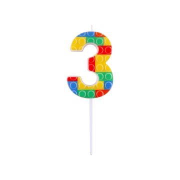 Birthday candle Bricks number 3 - GoDan - colorful
