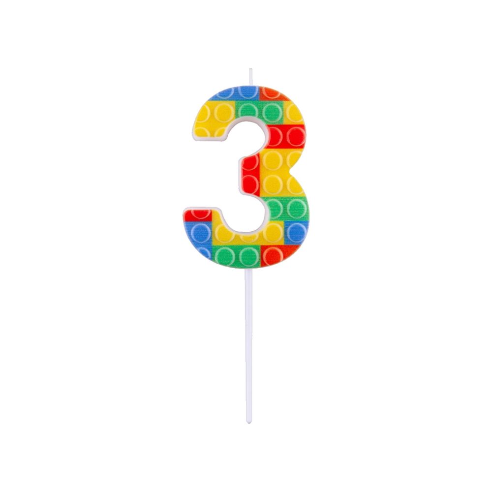 Birthday candle Bricks number 3 - GoDan - colorful
