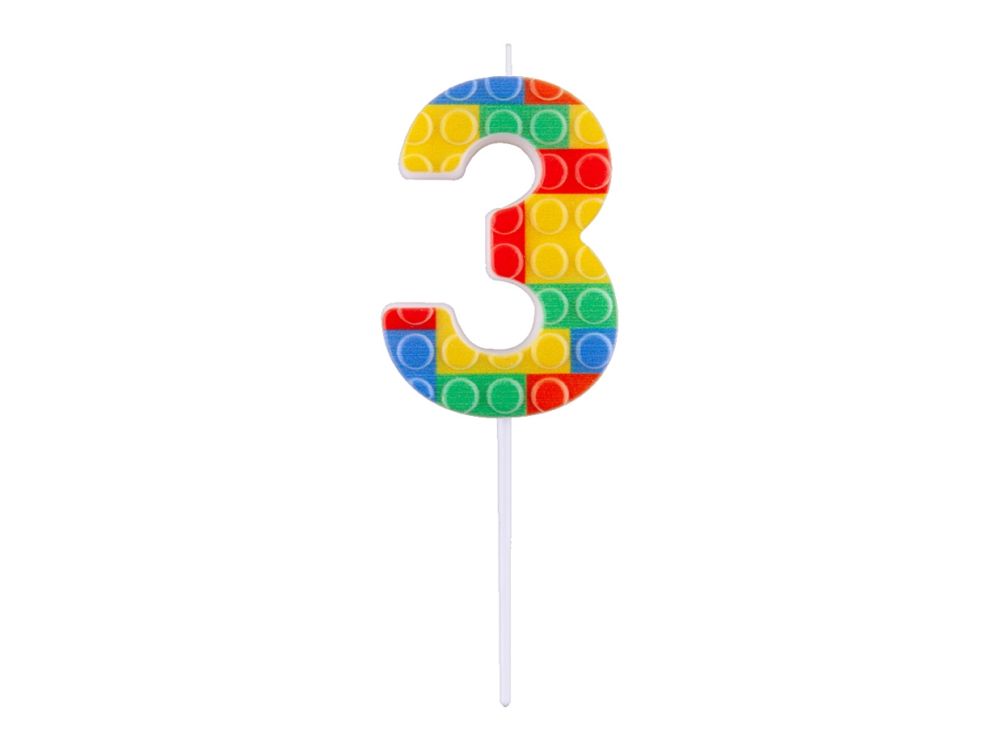 Birthday candle Bricks number 3 - GoDan - colorful