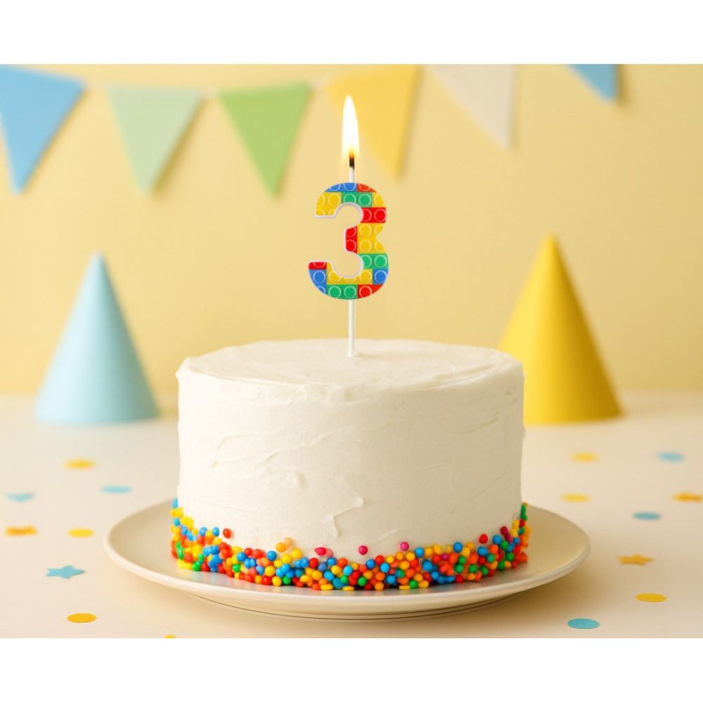 Birthday candle Bricks number 3 - GoDan - colorful