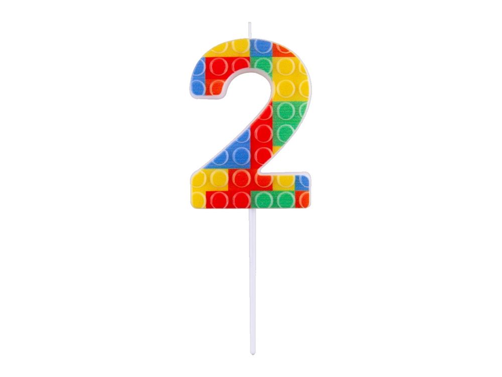 Birthday candle Bricks number 2 - GoDan - colorful