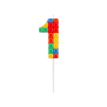 Birthday candle Bricks number 1 - GoDan - colorful