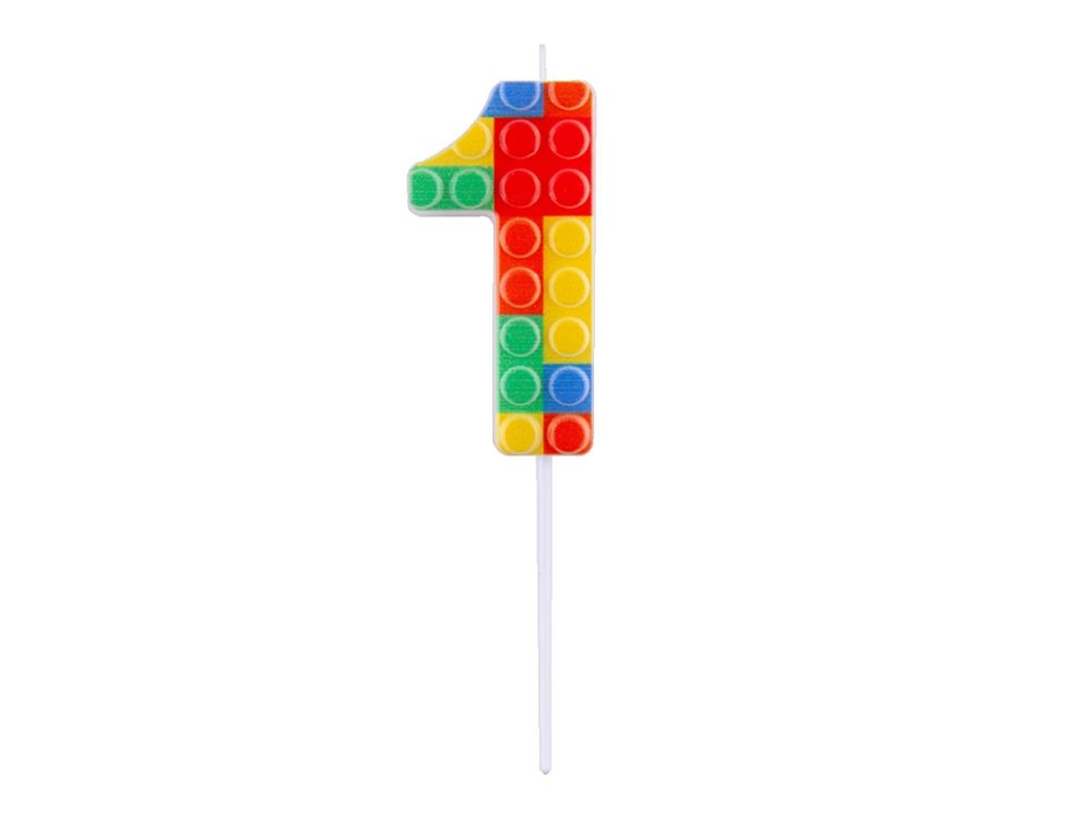 Birthday candle Bricks number 1 - GoDan - colorful