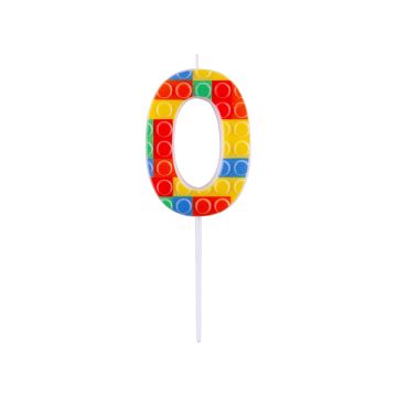Birthday candle Bricks number 0 - GoDan - colorful