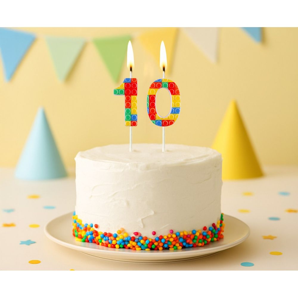 Birthday candle Bricks number 0 - GoDan - colorful