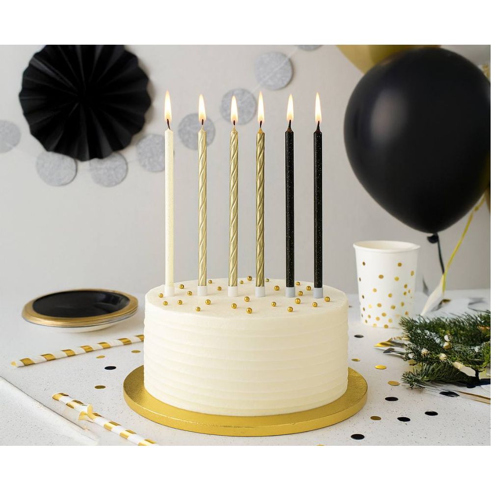 Birthday candles matallic and glitter - GoDan - 12 pcs.