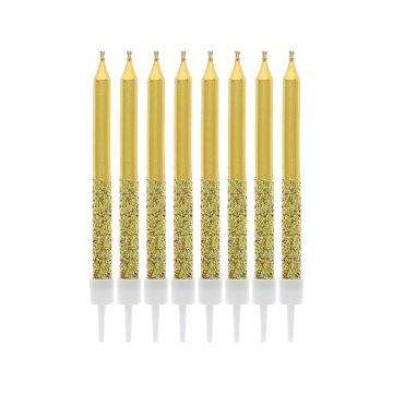 Birthday candles matallic and glitter - GoDan - gold, 8 pcs.