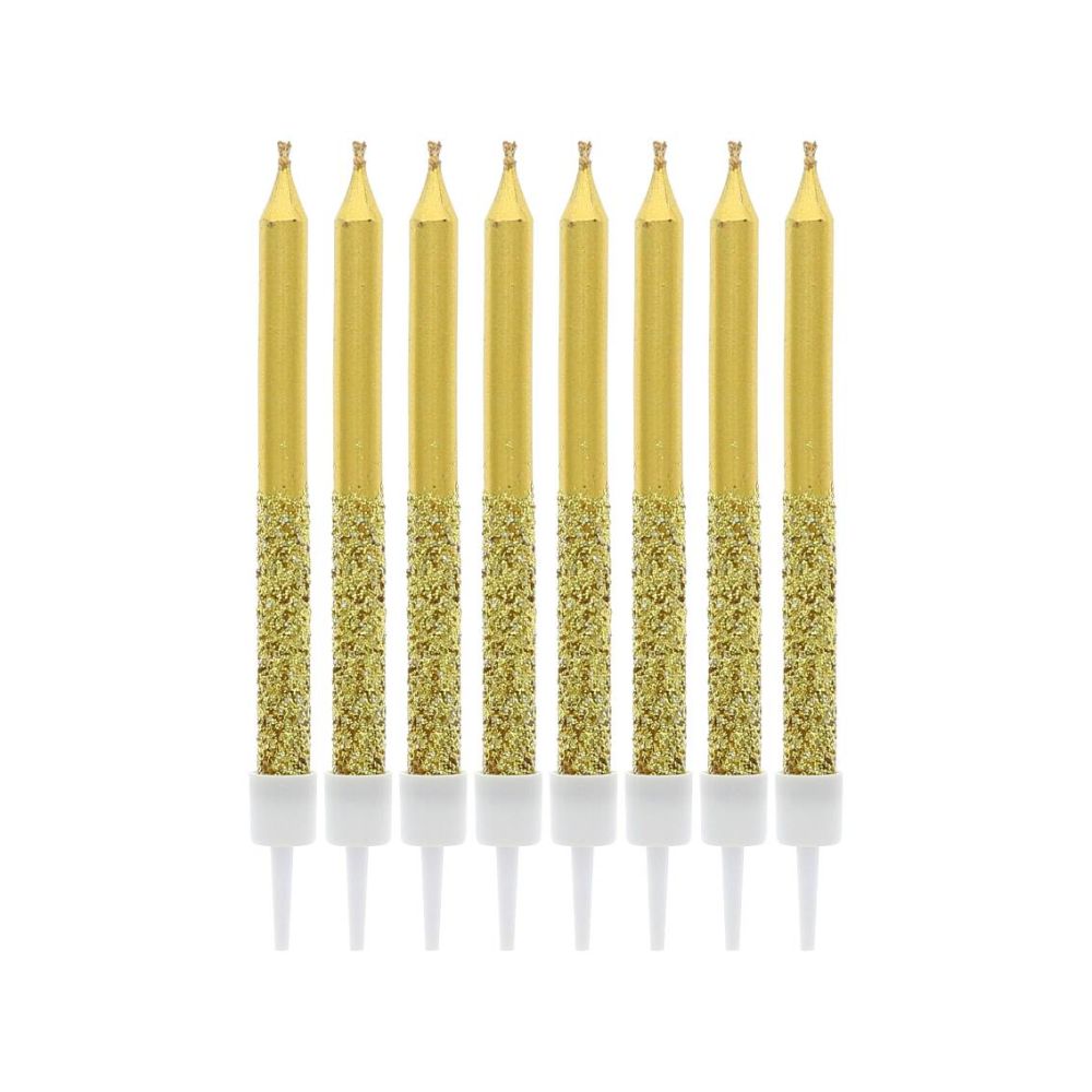 Birthday candles matallic and glitter - GoDan - gold, 8 pcs.