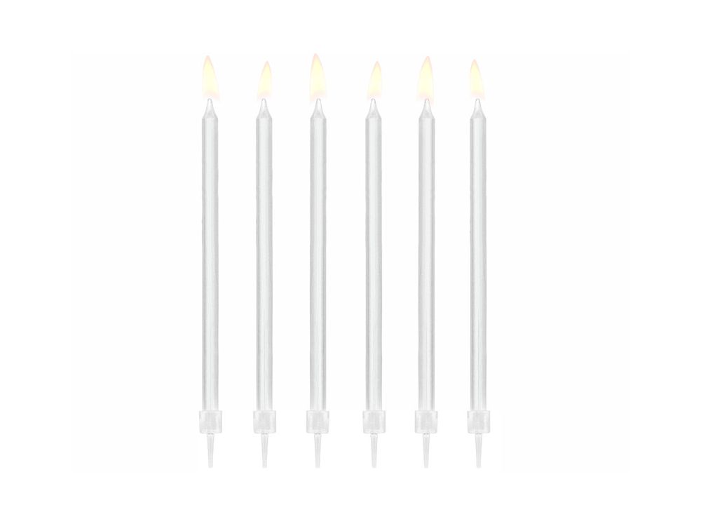 Birthday plain candles - PartyDeco - white, 14 cm, 12 pcs.
