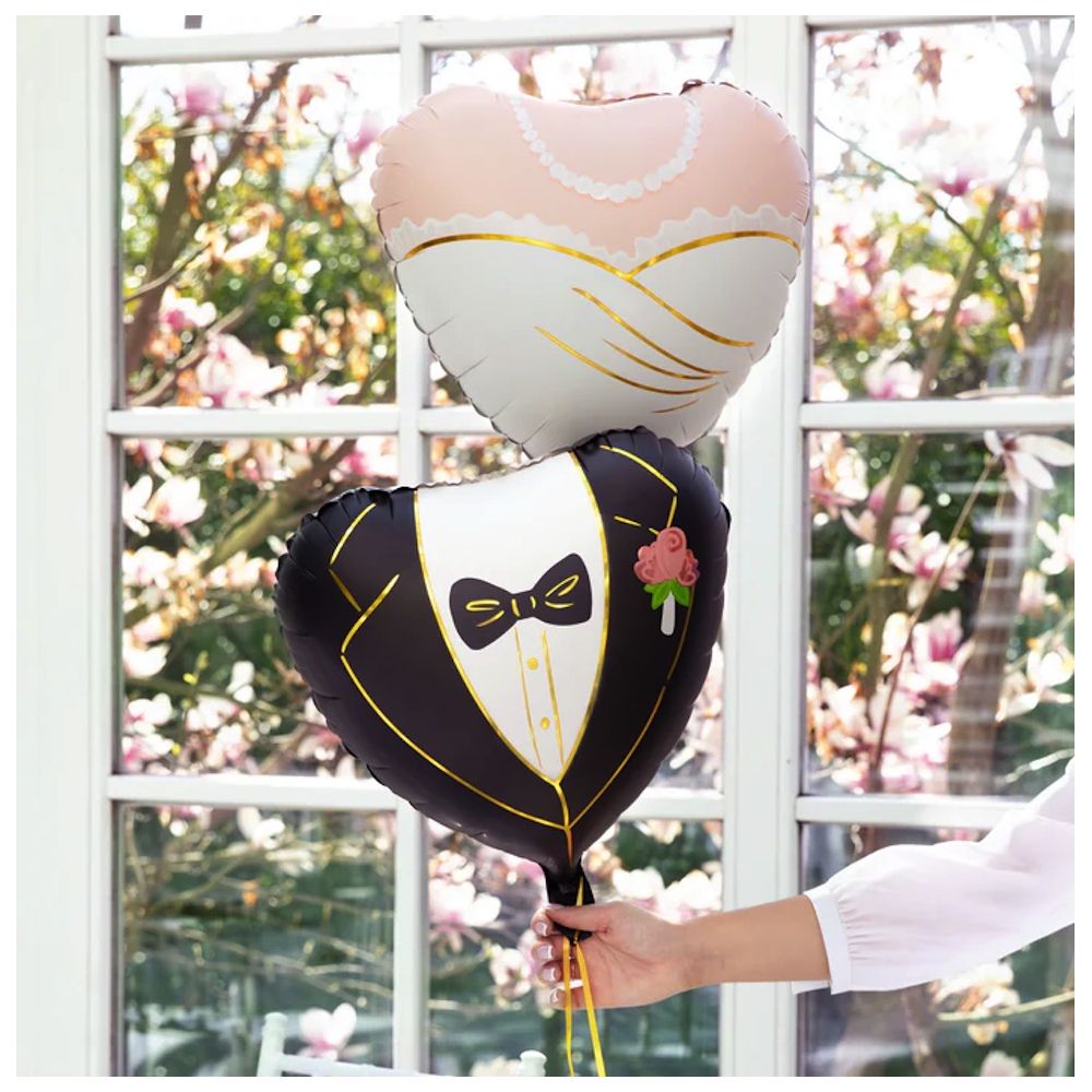 Balon foliowy Serce Pan Młody - PartyPal - czarny, 45 cm