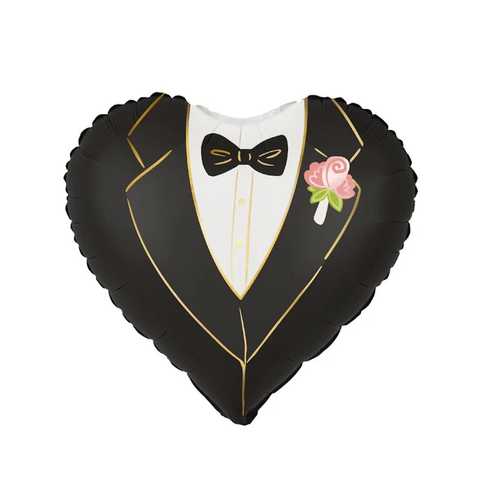 Foil balloon Heart Groom - PartyPal - black, 45 cm