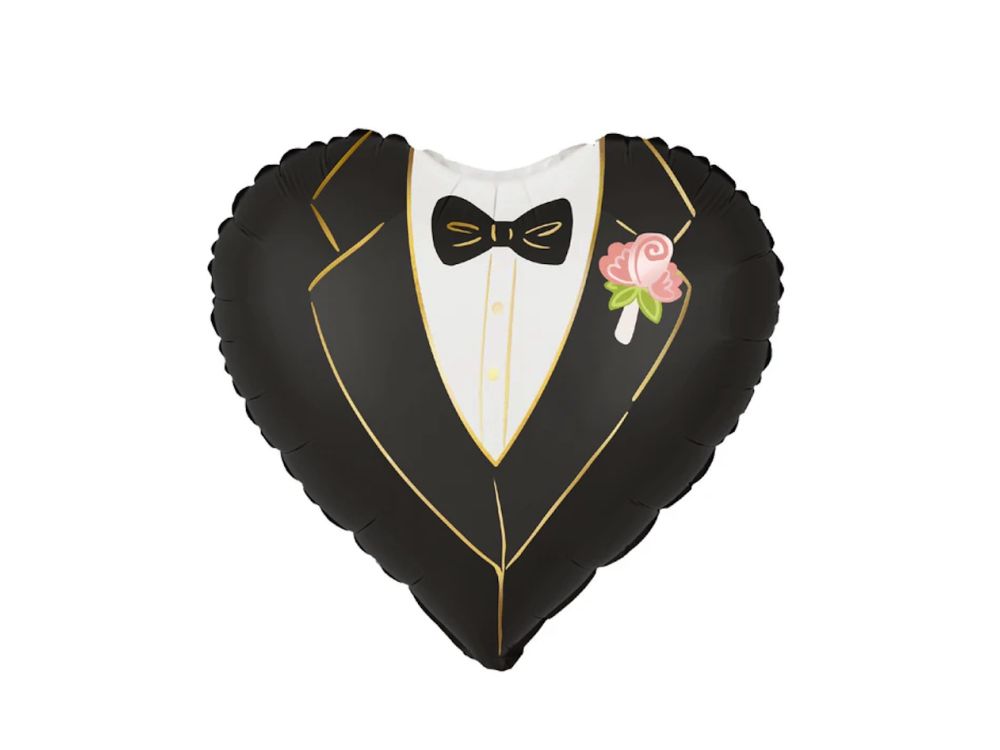 Foil balloon Heart Groom - PartyPal - black 45 cm