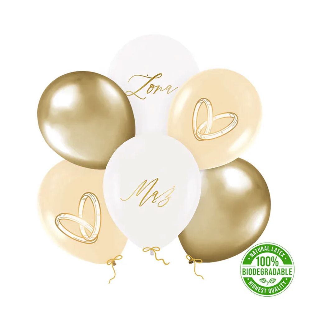 Balony lateksowe Mąż i Żona - 30 cm, 6 szt.