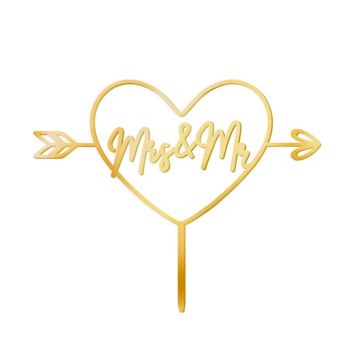 Cake Topper Mrs & Mr - gold, 13 cm