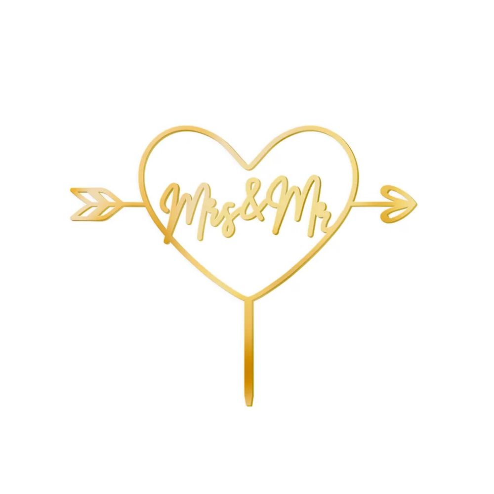 Cake Topper Mrs & Mr - gold, 13 cm