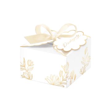 Gift boxes Dziękujemy - white and gold, 10 pcs.