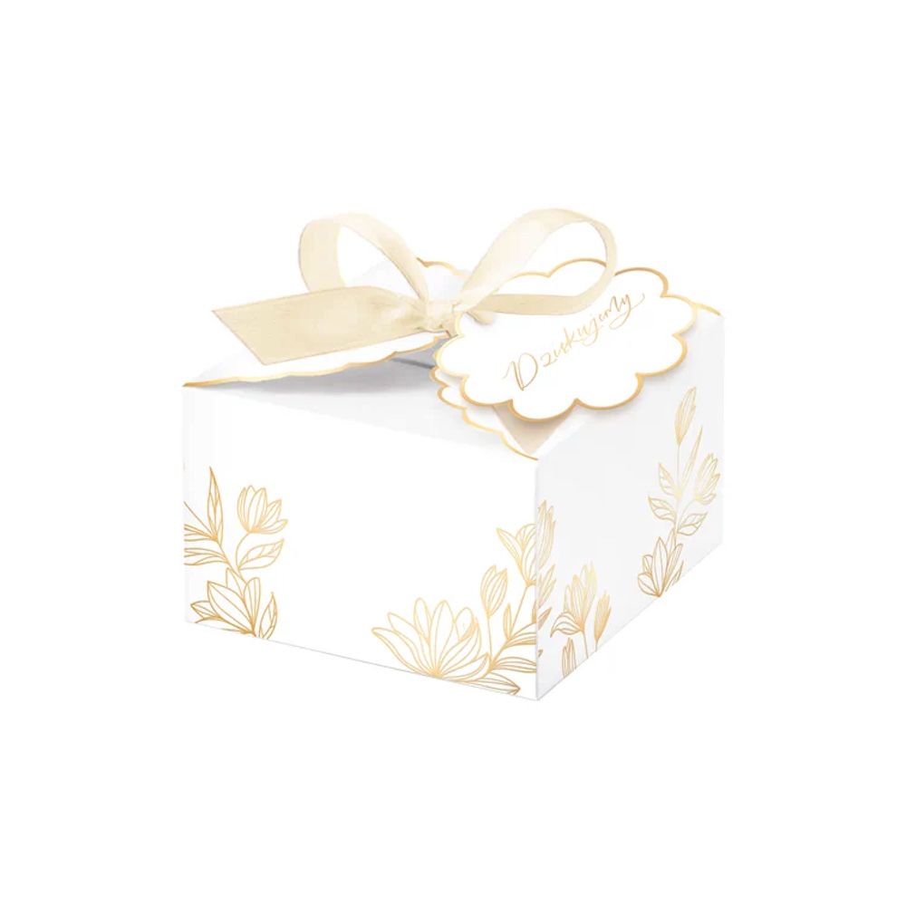Gift boxes Dziękujemy - white and gold, 10 pcs.