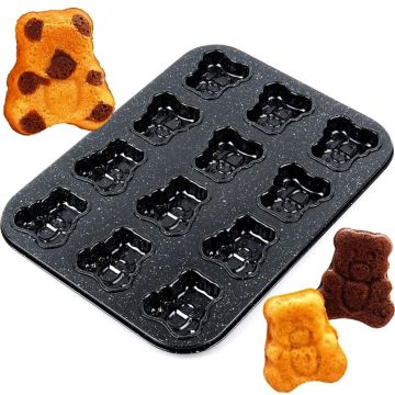 Forma do muffinek granitowa Misie - Vilde - 35 x 26,5 x 2 cm, 12 szt.