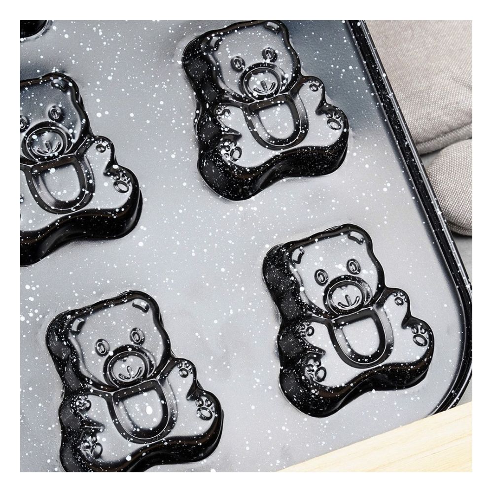Forma do muffinek granitowa Misie - Vilde - 35 x 26,5 x 2 cm, 12 szt.
