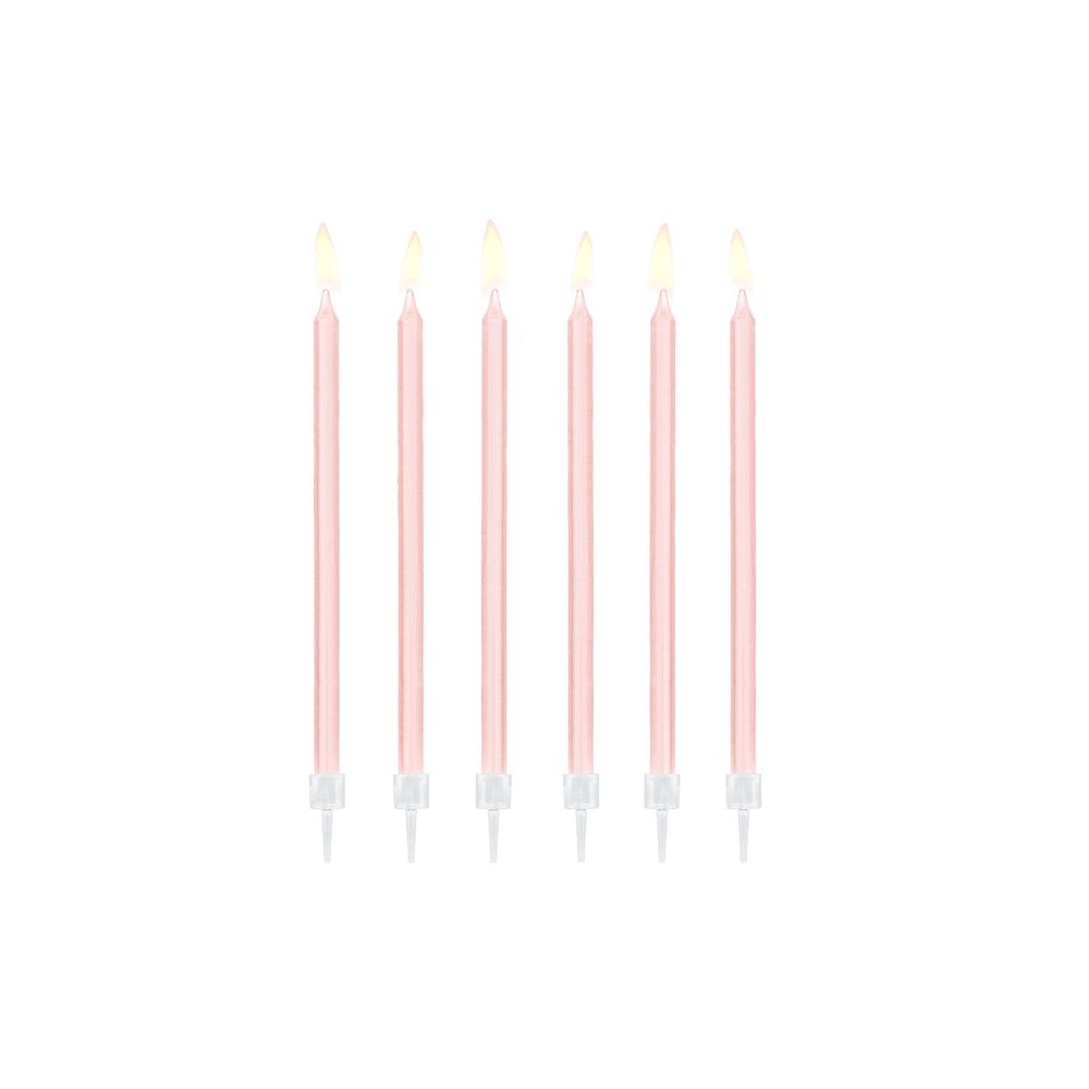 Birthday plain candles - PartyDeco - light pink, 14 cm, 12 pcs.