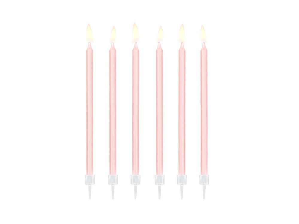 Birthday plain candles - PartyDeco - light pink, 14 cm, 12 pcs.