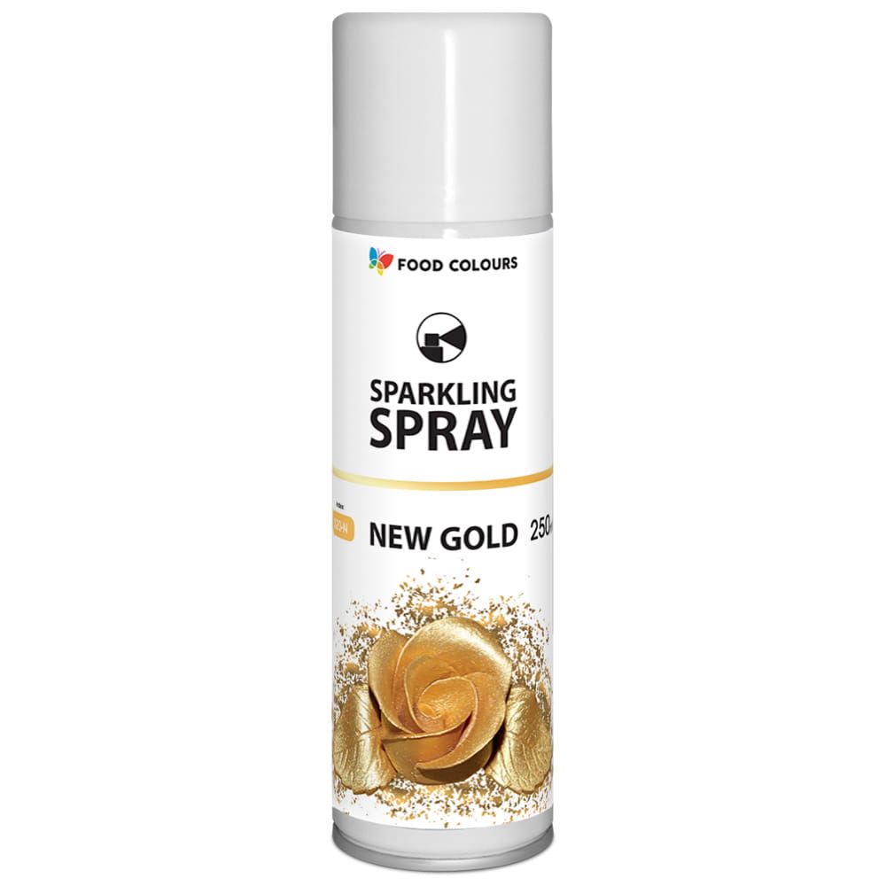 Barwnik metaliczny w sprayu - Food Colours - złoty, 250 ml