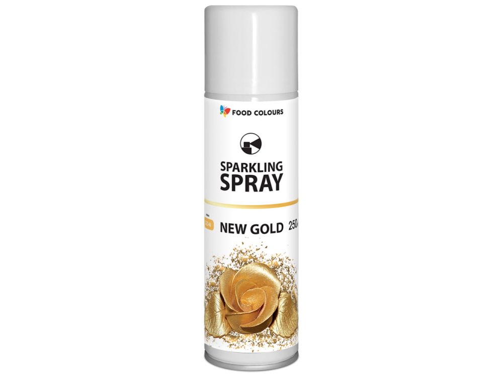 Barwnik metaliczny w sprayu - Food Colours - złoty, 250 ml