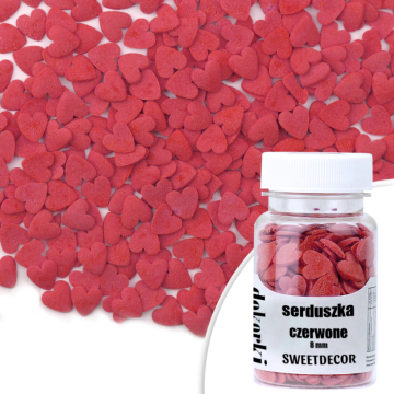 Posypka cukrowa - serduszka, czerwone, 30 g