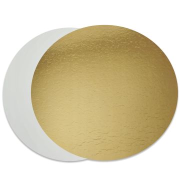 Cake board smooth - gold and white, 14 cm