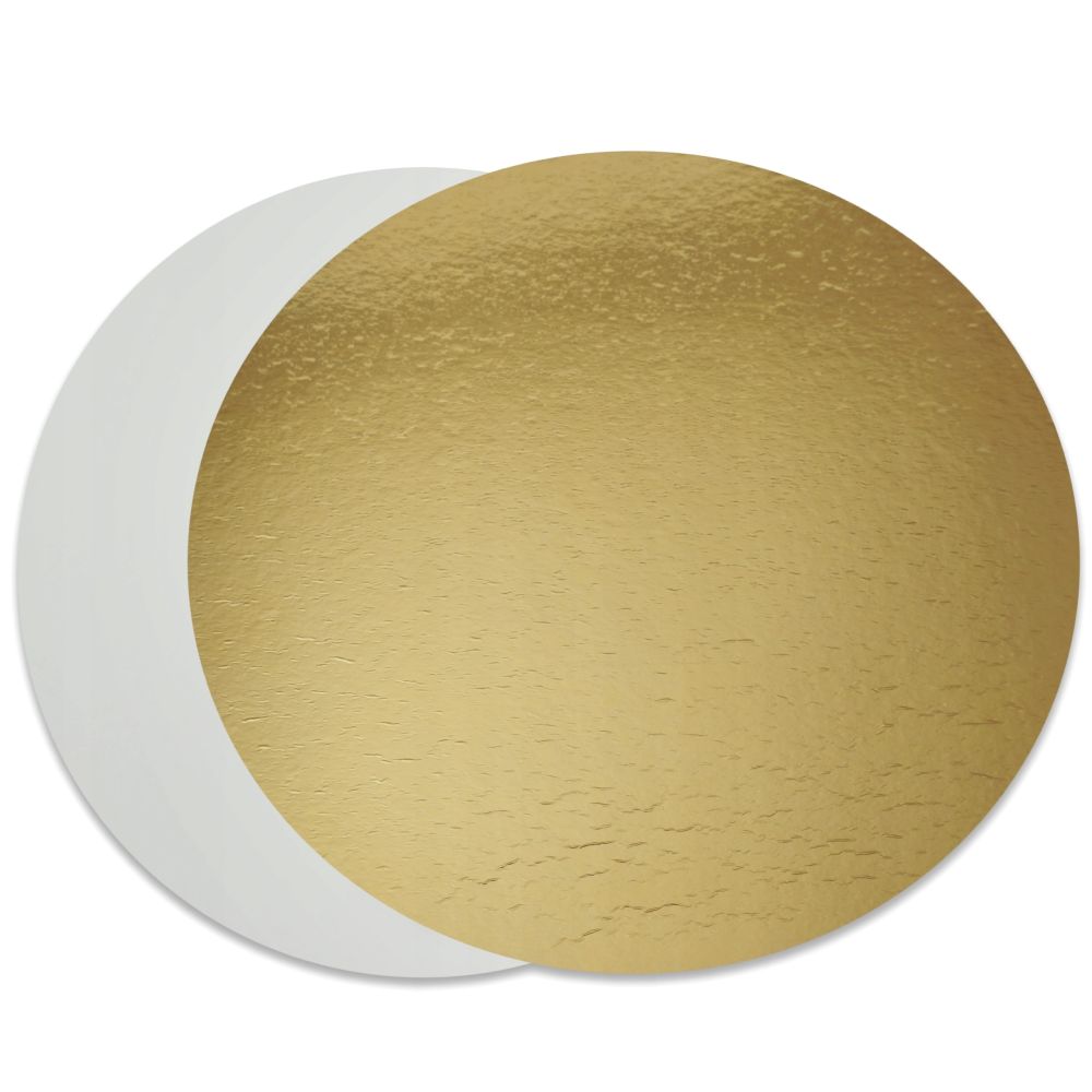 Cake board smooth - gold and white, 14 cm