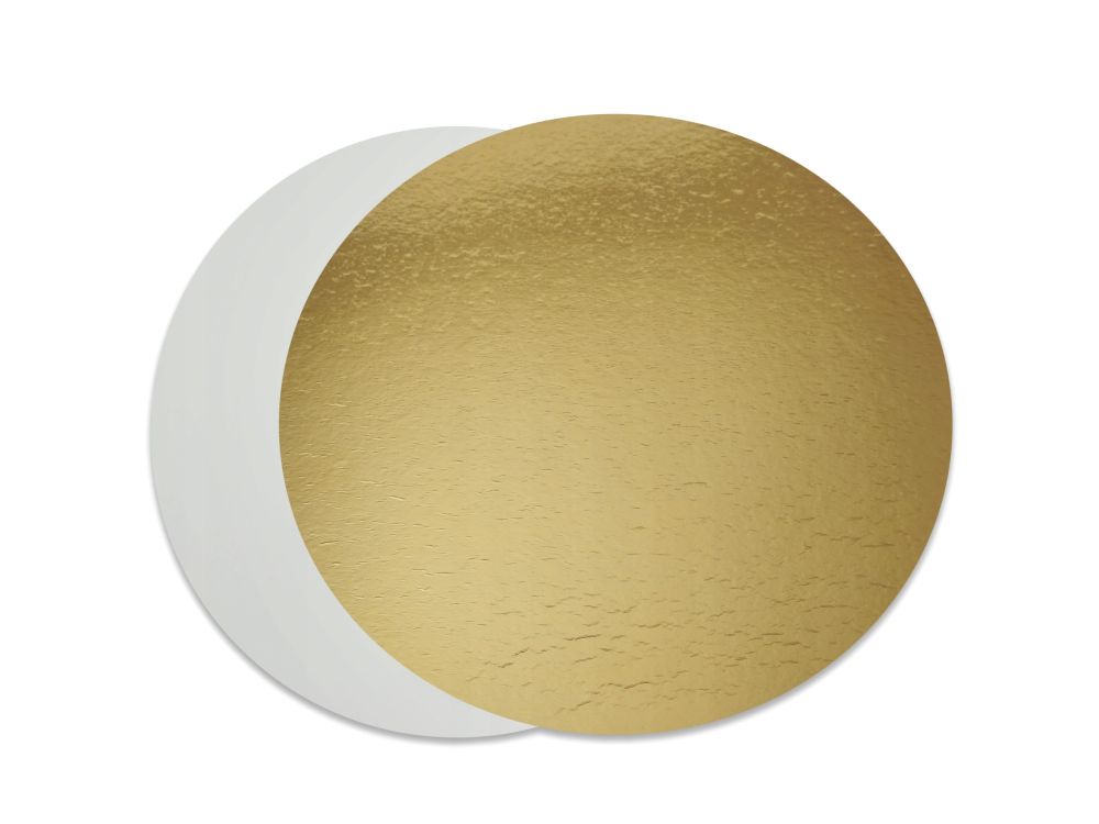 Cake board smooth - gold and white, 14 cm