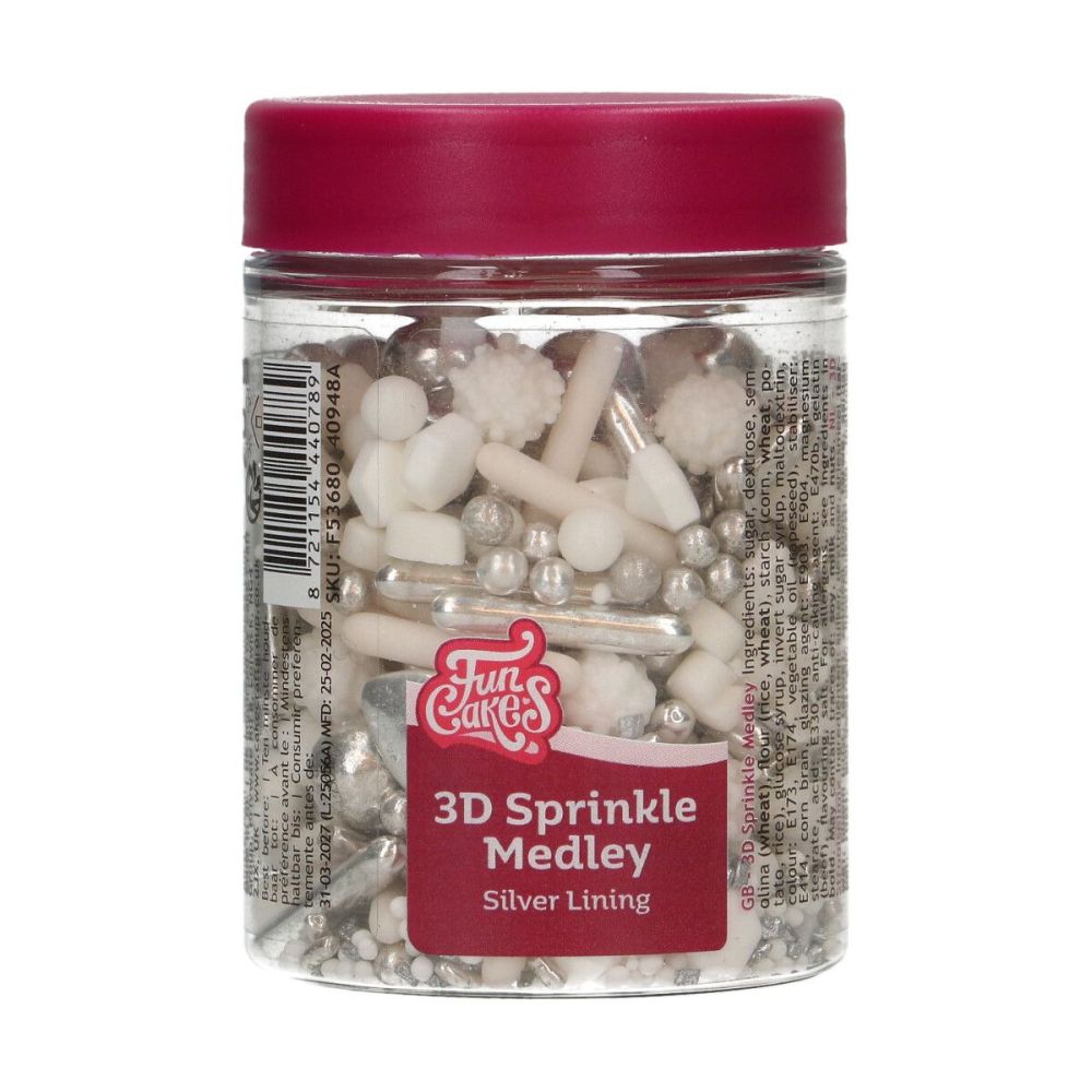 Posypka cukrowa - FunCakes - Silver Lining, 70 g
